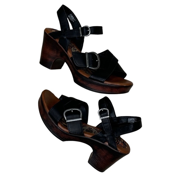 b.o.c. Alisha Sandals black vegan leather strappy heels chunky block womens BORN - Picture 3 of 12